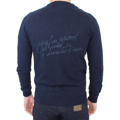 Ermanno Scervino Blue Wool Cashmere Cardigan Pullover Sweater Ermanno Scervino