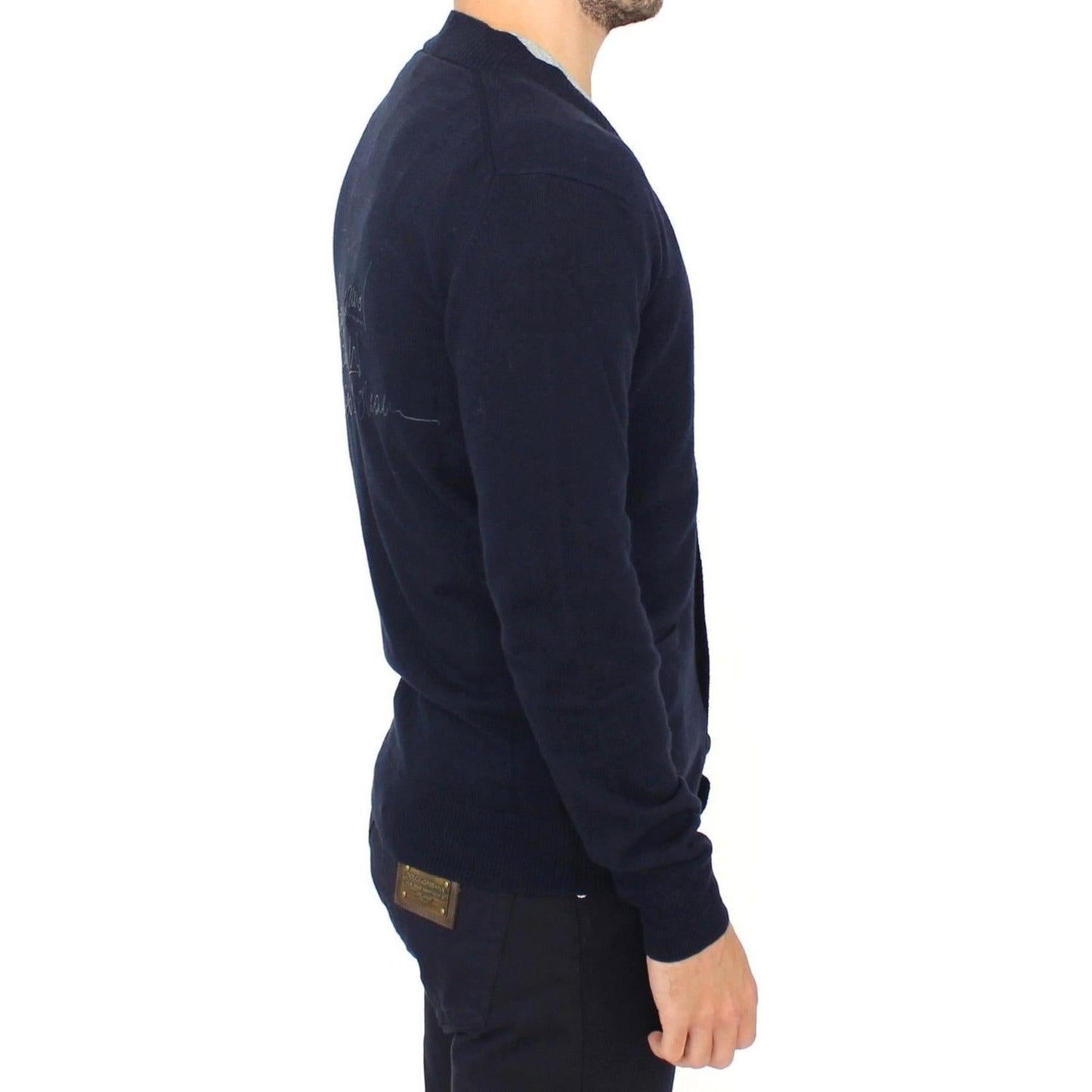 Ermanno Scervino Blue Wool Cashmere Cardigan Pullover Sweater Ermanno Scervino