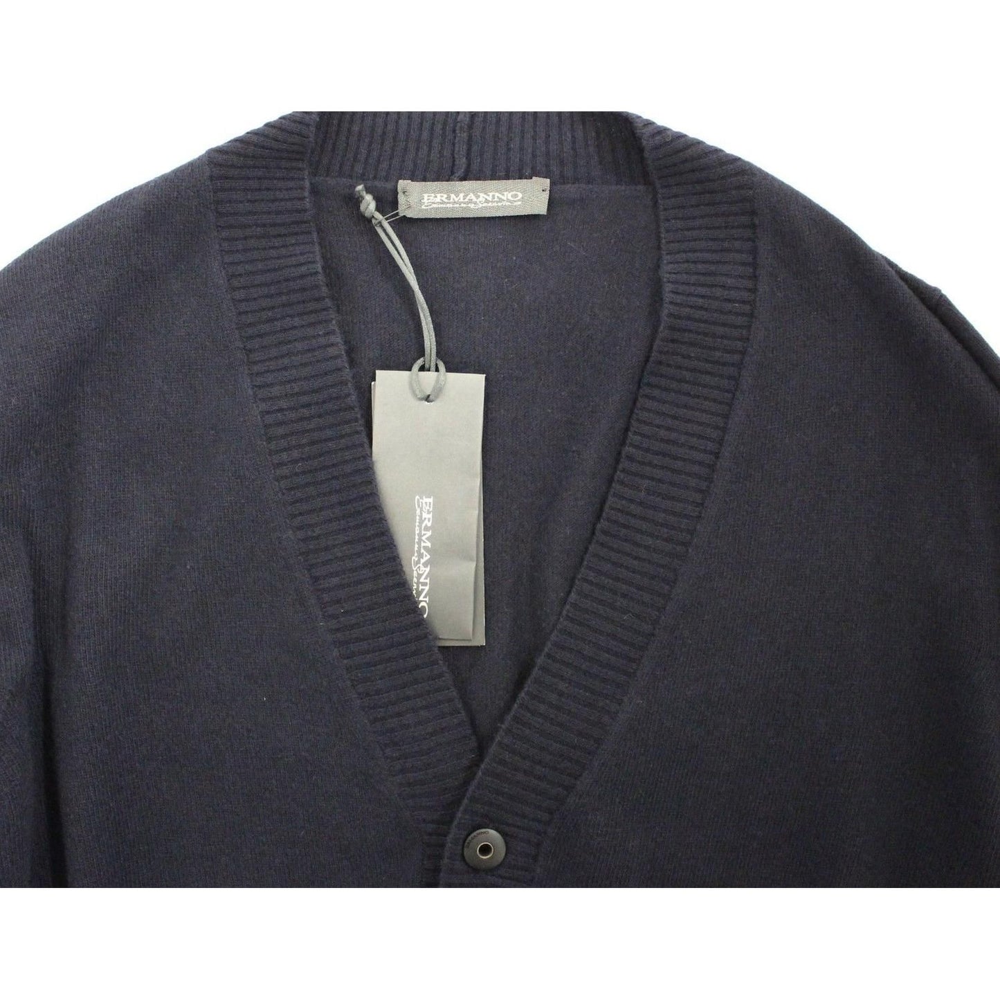 Ermanno Scervino Blue Wool Cashmere Cardigan Pullover Sweater Ermanno Scervino