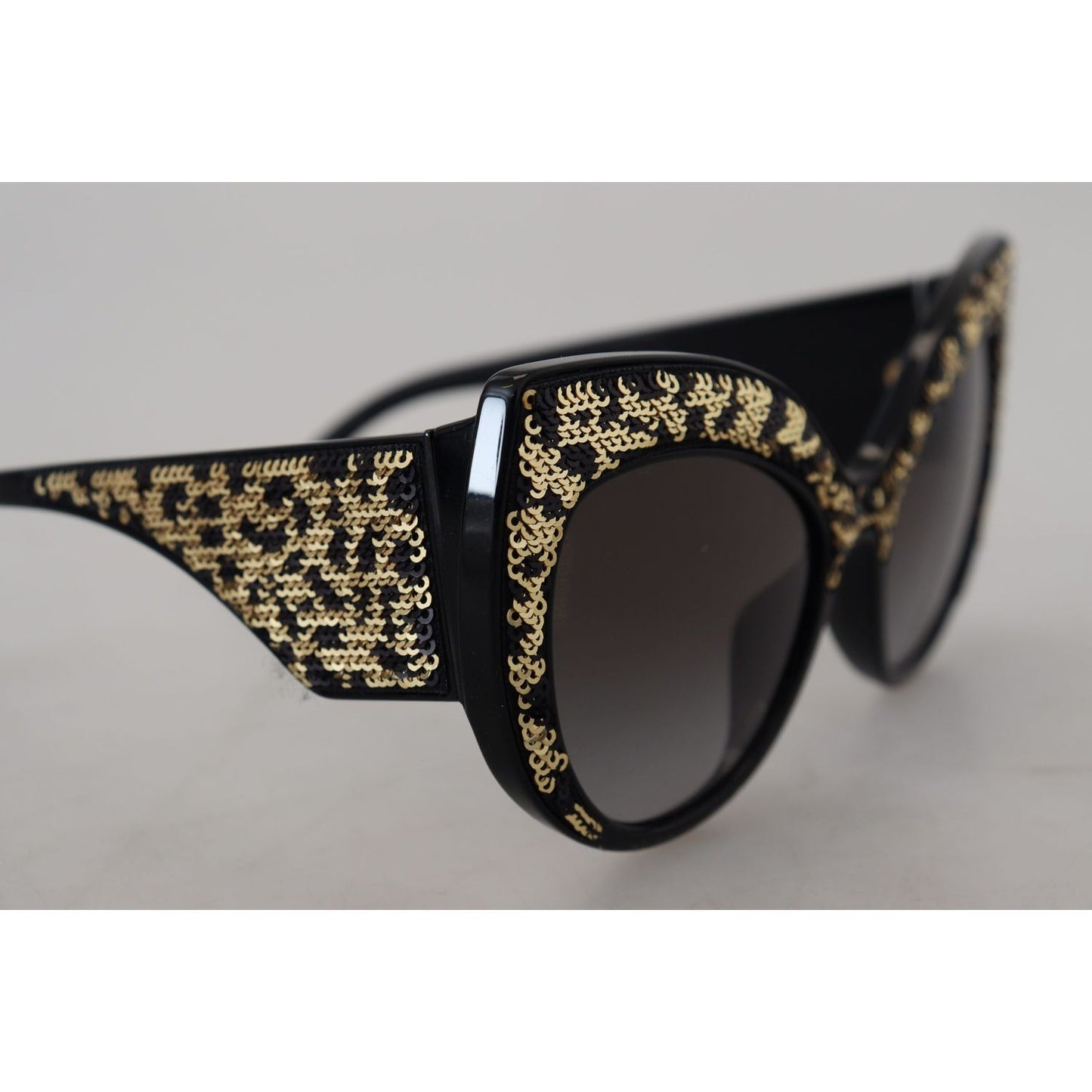 Dolce & Gabbana Black Gold Sequin Butterfly Polarized DG4326 Sunglasses Dolce & Gabbana