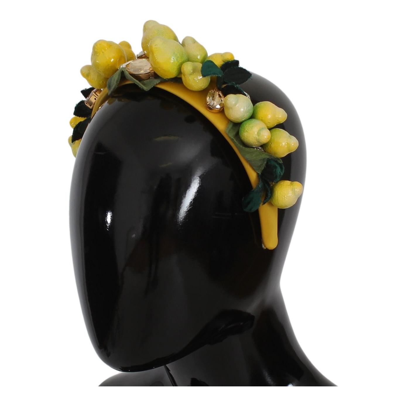 Dolce & Gabbana Exquisite Silk Crystal Lemon Headband Diadem Dolce & Gabbana