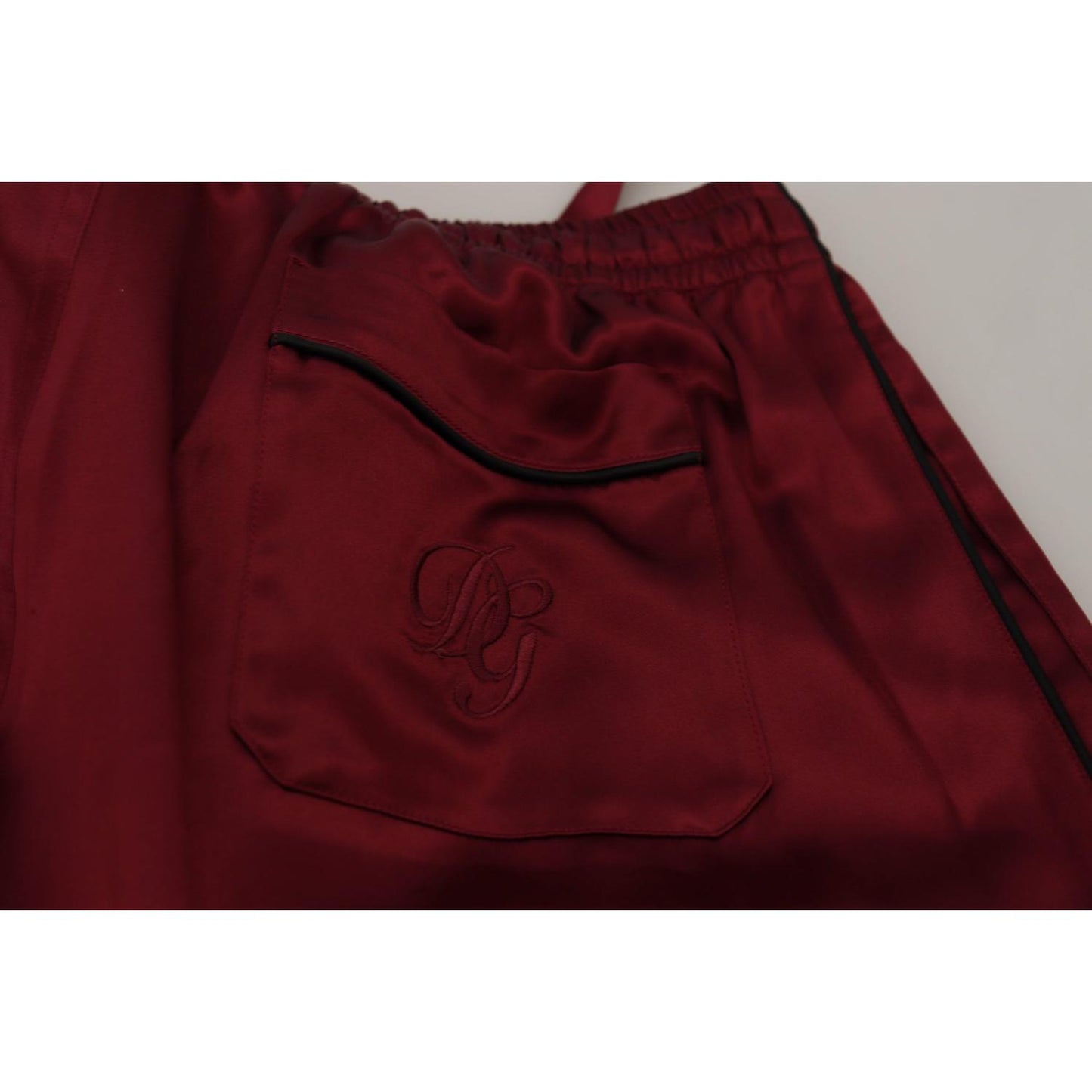 Dolce & Gabbana Silk Lounge Pants in Bordeaux Jeans & Pants Dolce & Gabbana