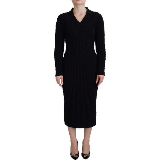 Dolce & Gabbana Elegant Black Wool Blend Sweater Dress WOMAN DRESSES Dolce & Gabbana