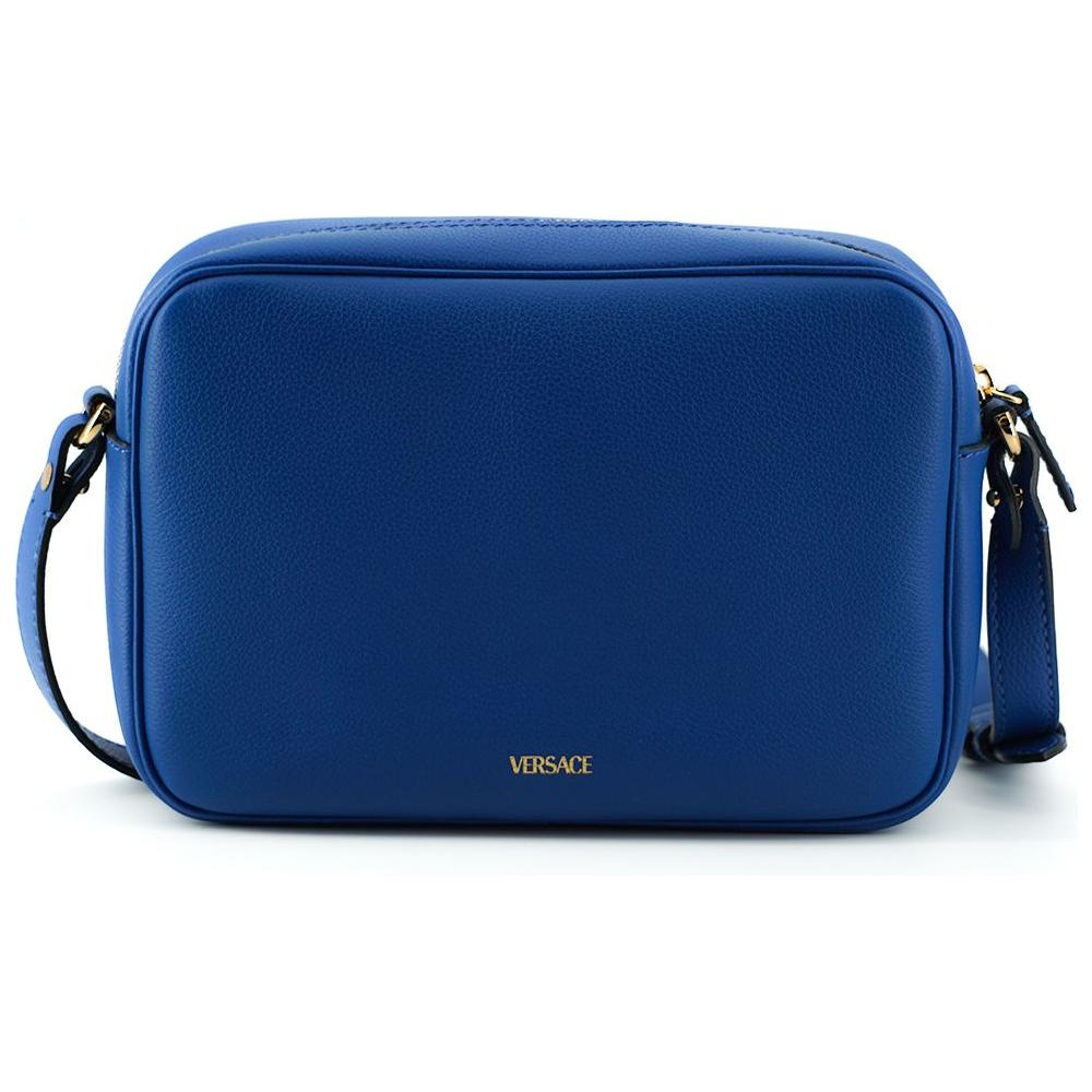 Versace Blue Calf Leather Camera Shoulder Bag