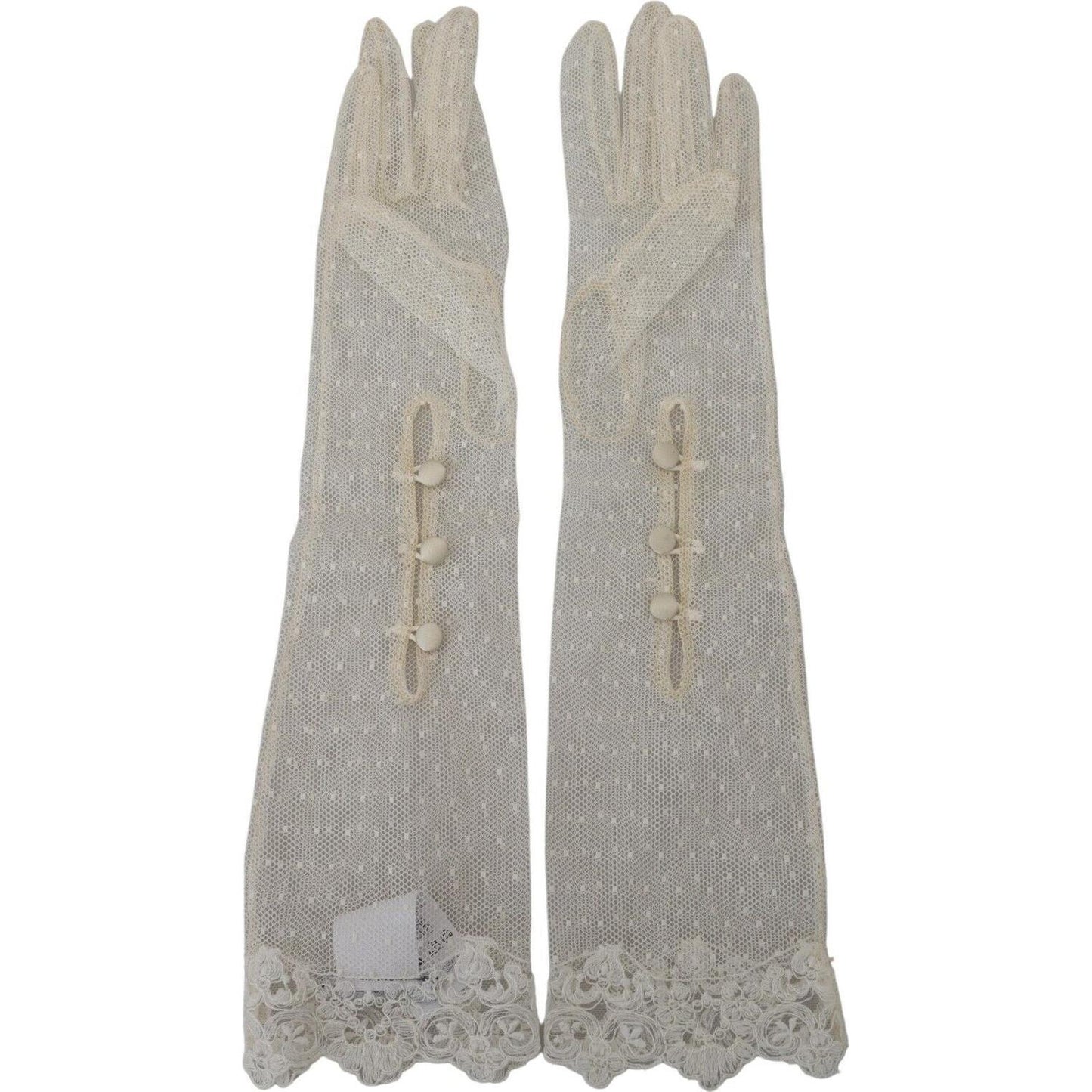 Dolce & Gabbana Elegant Elbow Length White Gloves Dolce & Gabbana