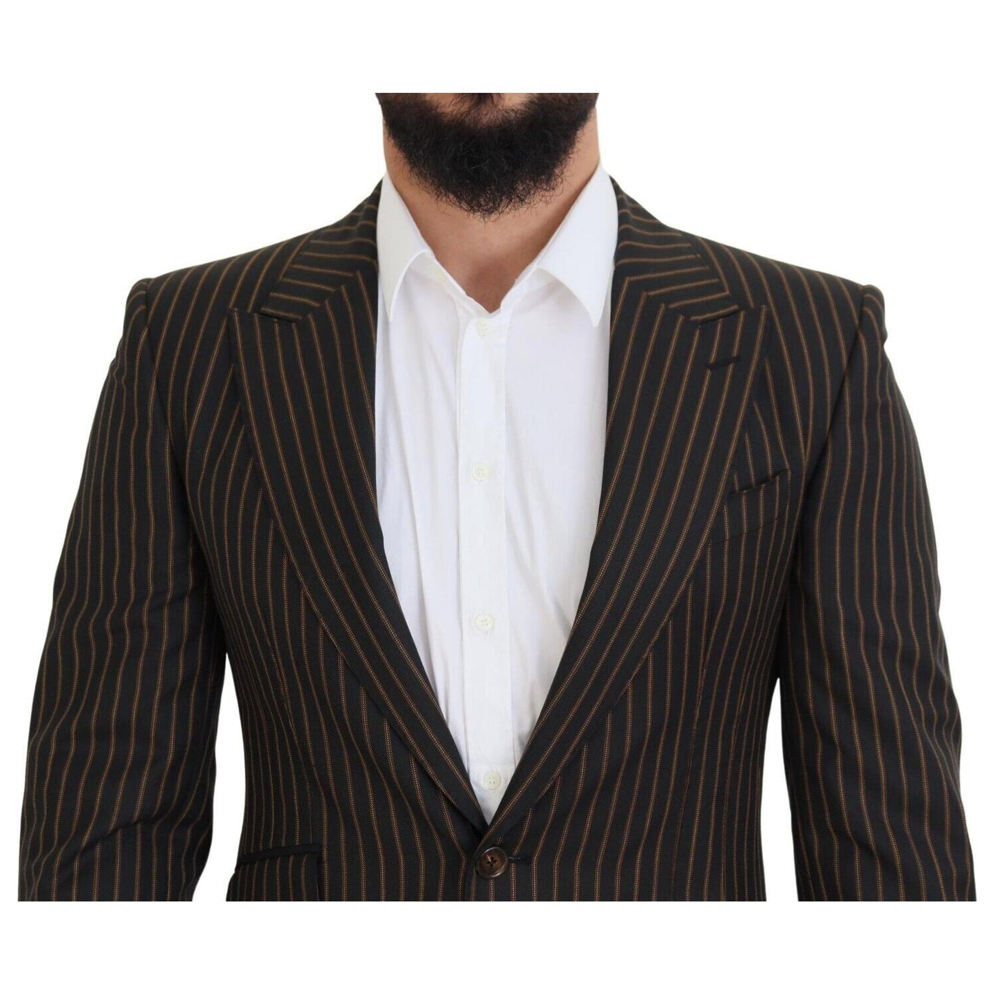 Dolce & Gabbana Elegant Striped Wool Blend Slim Blazer Dolce & Gabbana