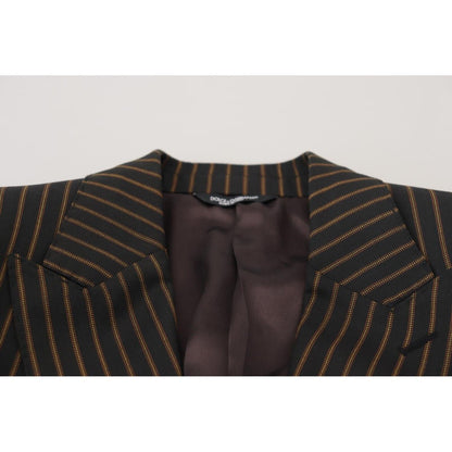 Dolce & Gabbana Black Brown Stripes Single Breasted Blazer