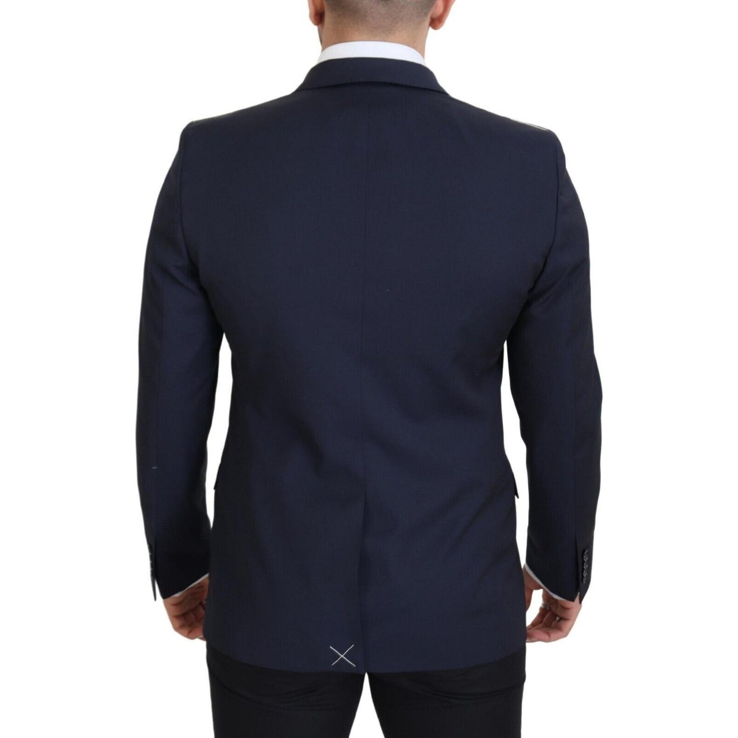 Dolce & Gabbana Elegant Dark Blue Slim Fit Wool Blazer Dolce & Gabbana