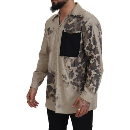 Dolce & Gabbana Beige Camouflage Cotton Long Sleeves Shirt