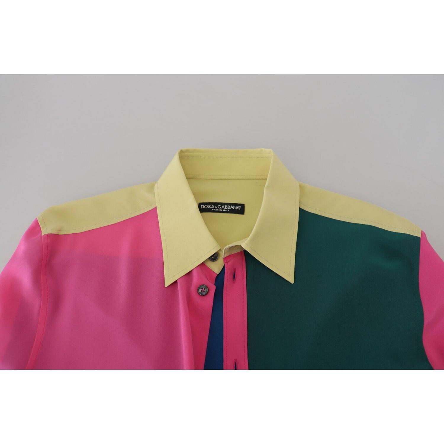 قميص دولتشي آند غابانا الأنيق متعدد الألوان من الحرير بأزرار