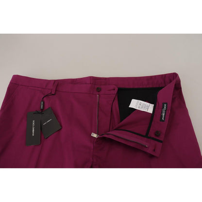 Dolce & Gabbana Magenta Cotton DG Logo Pocket Trouser Pants