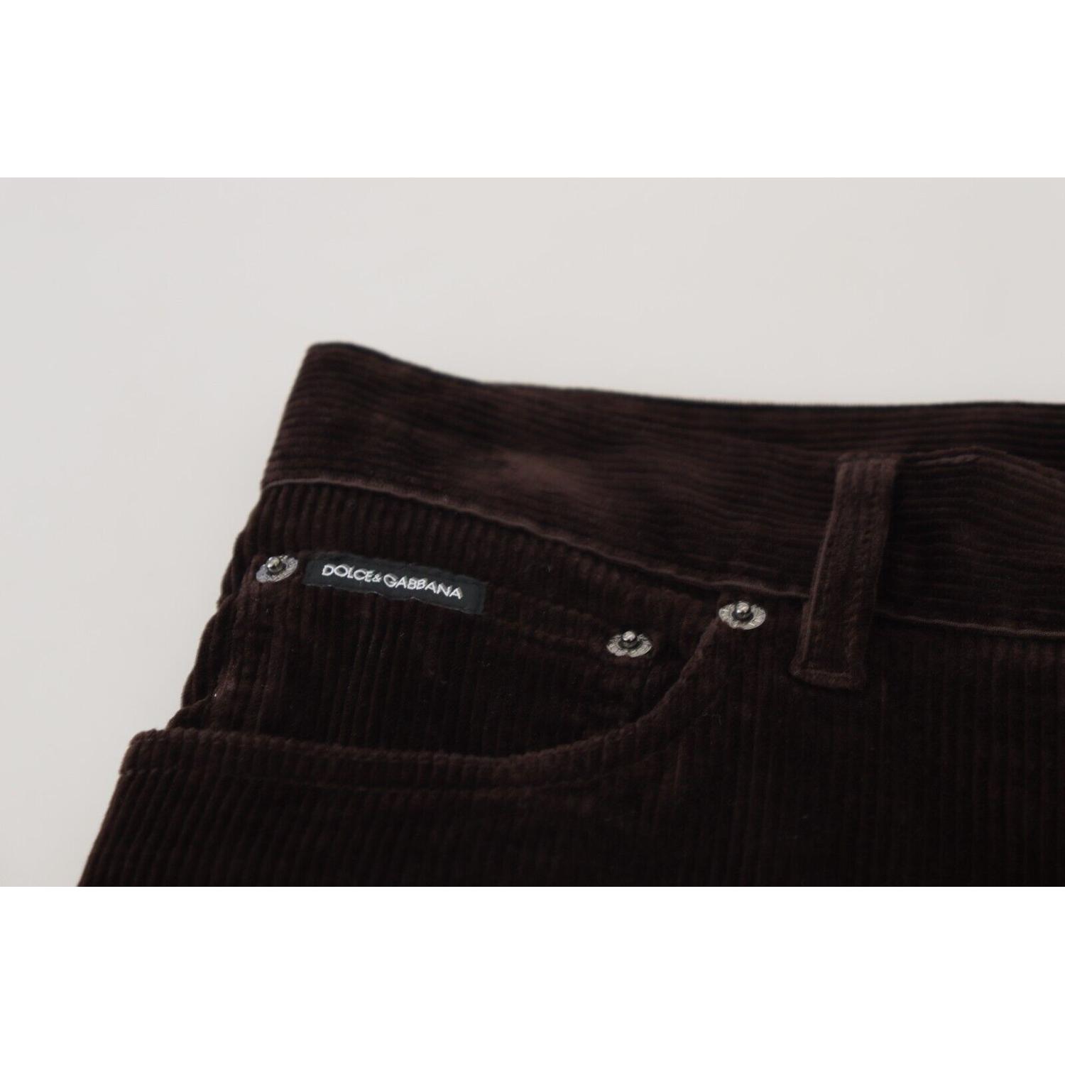 بنطلون دولتشي آند غابانا الأنيق المصنوع من مزيج الحرير باللون البني