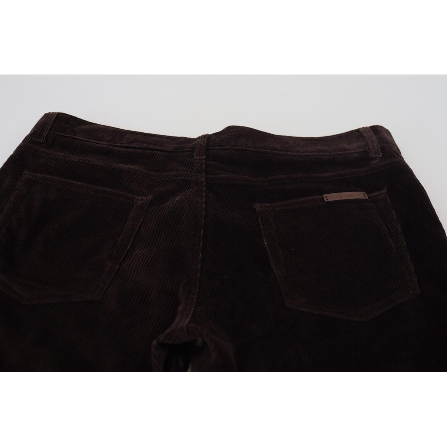 بنطلون دولتشي آند غابانا الأنيق المصنوع من مزيج الحرير باللون البني