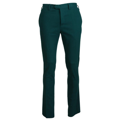 BENCIVENGA Elegantly Tailored Green Pure Cotton Pants BENCIVENGA