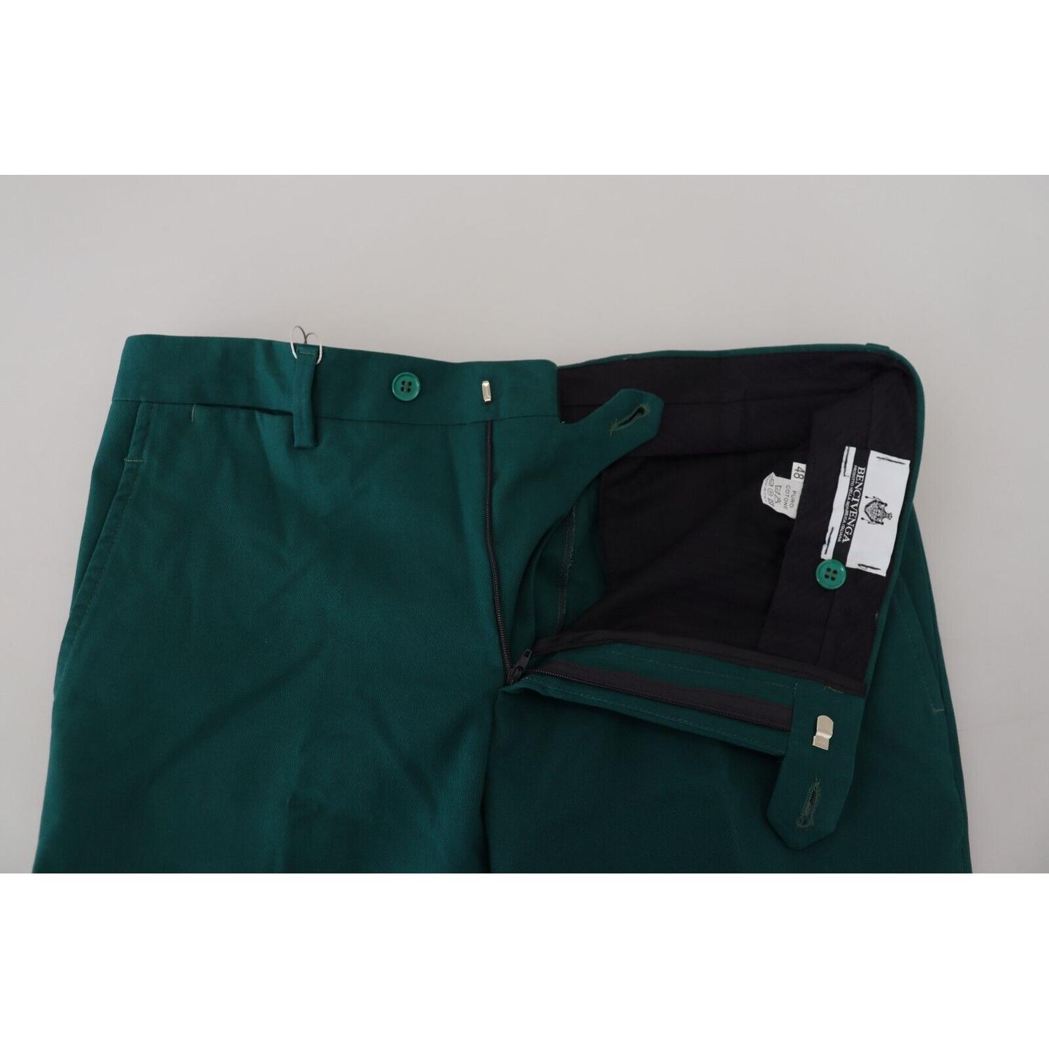 BENCIVENGA Elegantly Tailored Green Pure Cotton Pants