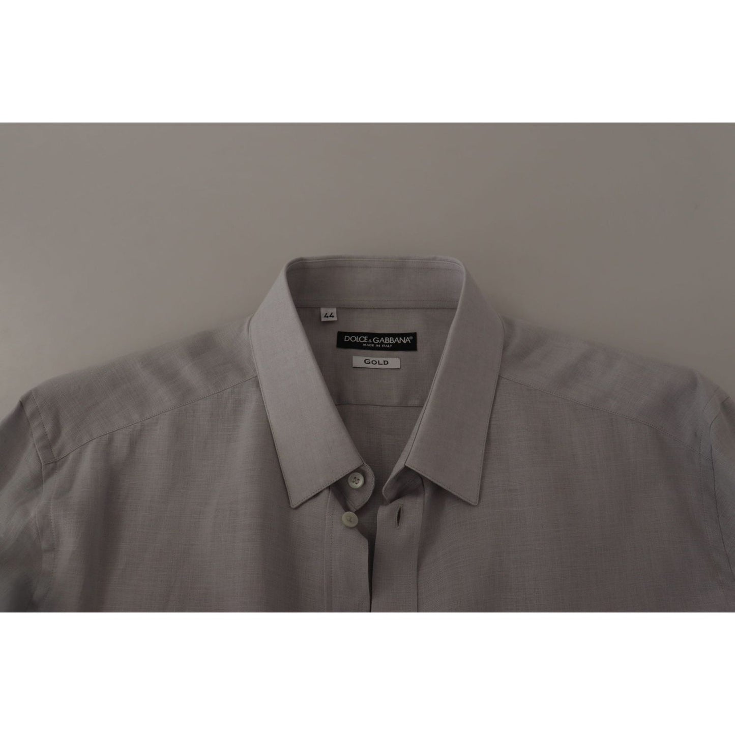 Dolce & Gabbana Elegant Grey Slim Fit Linen Shirt MAN SHIRTS Dolce & Gabbana