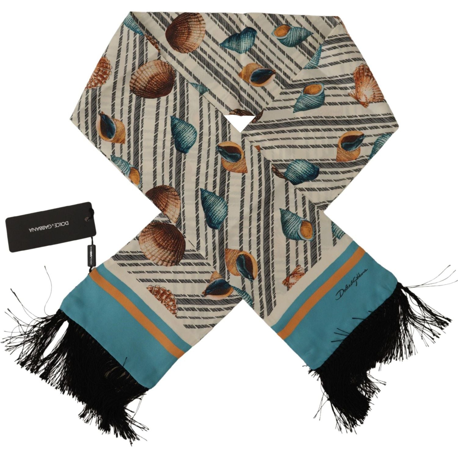 وشاح حريري متعدد الألوان مطبوع عليه صدف البحر من دولتشي آند غابانا