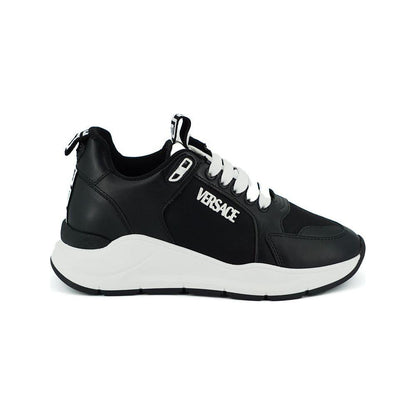 Versace Black and White Calf Leather Sneakers Versace