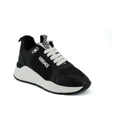 Versace Black and White Calf Leather Sneakers Versace