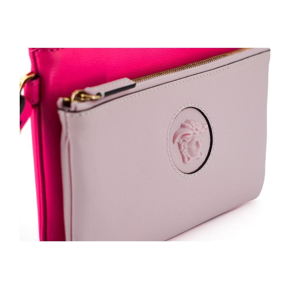 Versace Elegant Pink Leather Pouch Clutch Versace