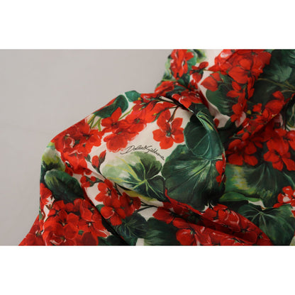 Dolce & Gabbana Multicolor Geranium Silk Sheath Midi Dress