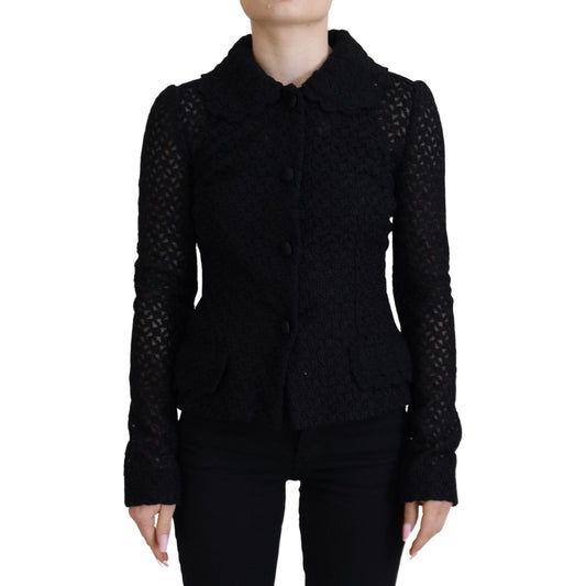 Dolce & Gabbana Elegant Black Wool Blend Button Down Jacket Dolce & Gabbana