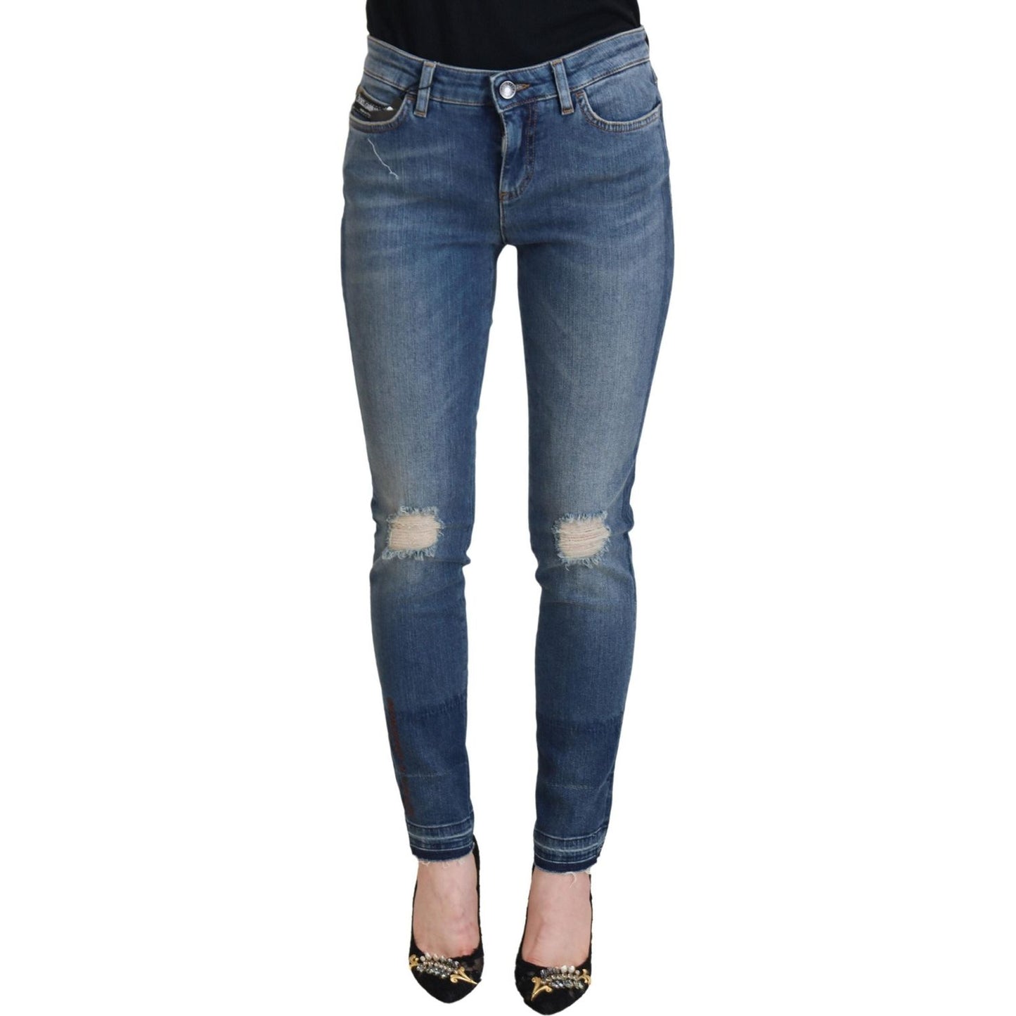 Dolce & Gabbana Elegant Tattered Denim Pants – Chic Casualwear Dolce & Gabbana