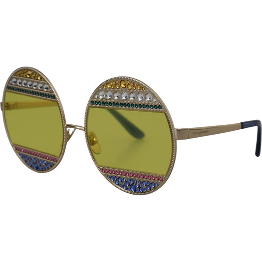 Dolce & Gabbana Crystal Embellished Gold Oval Sunglasses Dolce & Gabbana