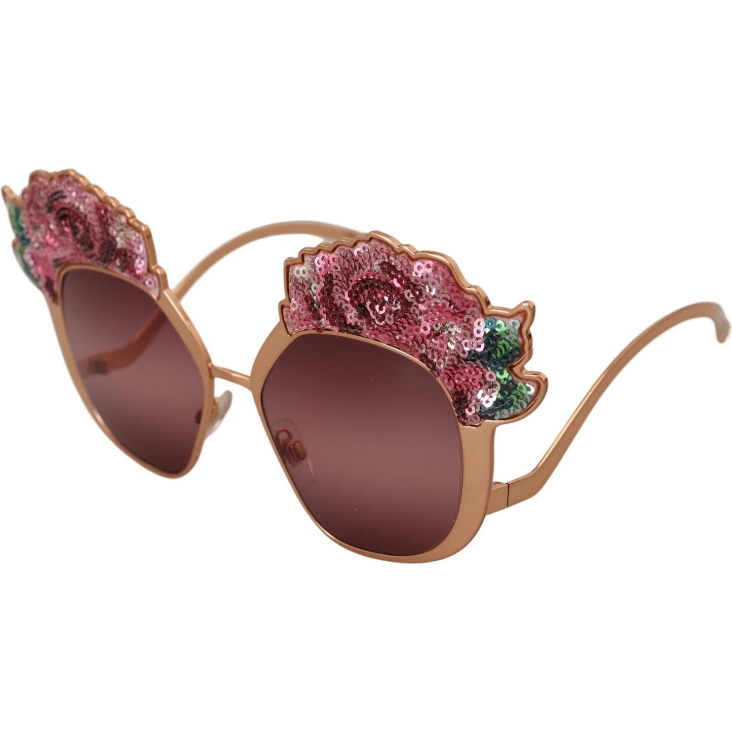 Dolce & Gabbana Chic Rose Sequin Embroidered Sunglasses Dolce & Gabbana