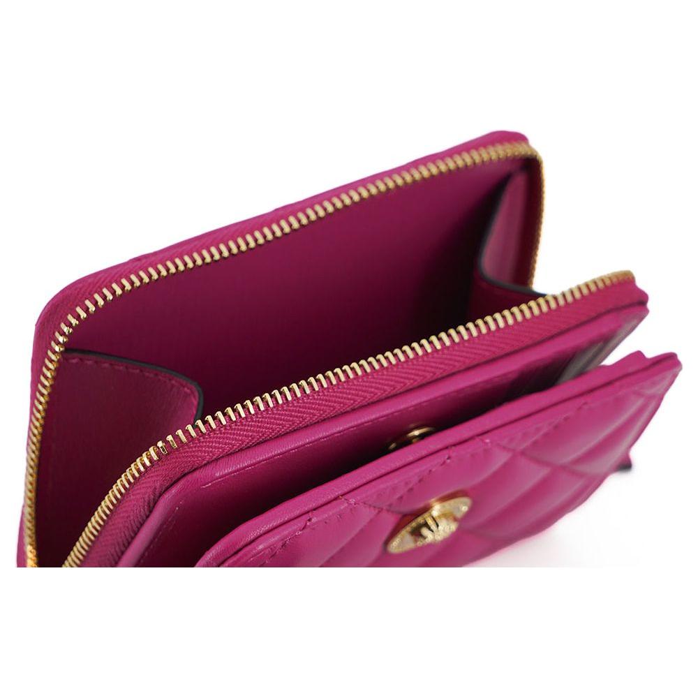 Versace Elegant Purple Quilted Leather Wallet WOMAN WALLETS Versace