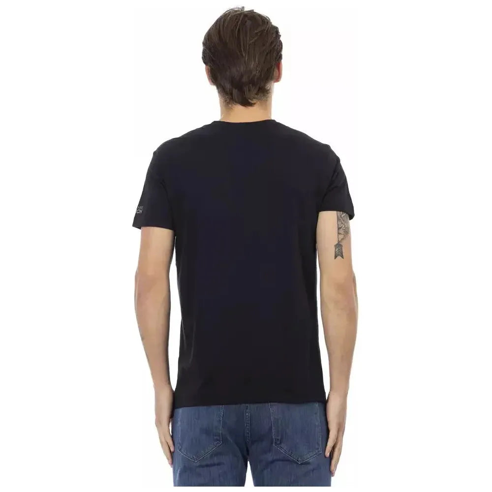 Trussardi Action Black Cotton Men V-Neck T-Shirt Trussardi Action