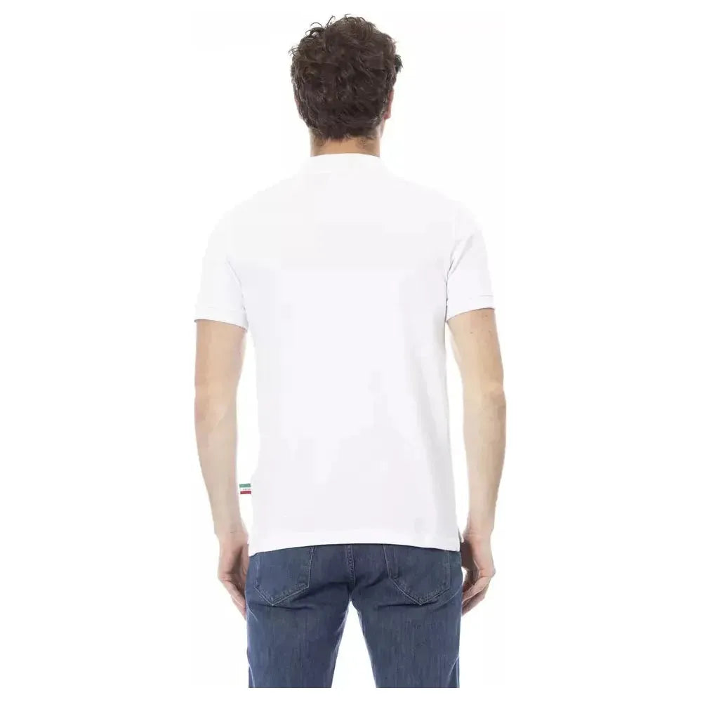 Baldinini Trend White Cotton Men Polo Baldinini Trend