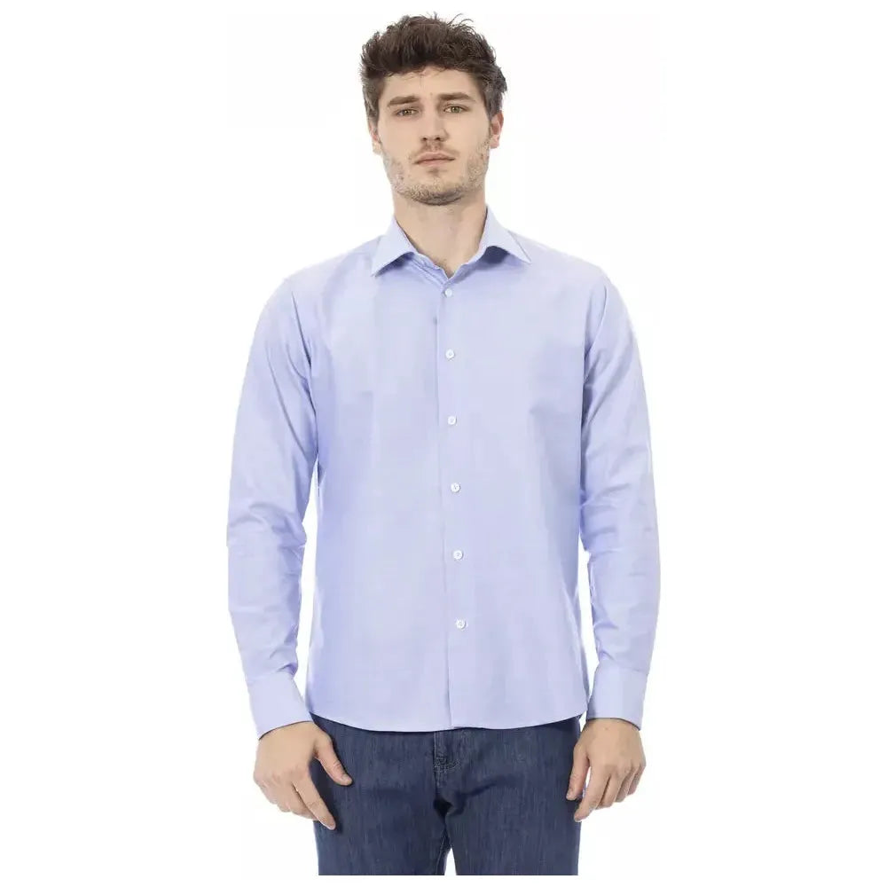 Baldinini Trend Light Blue Cotton Men Shirt Baldinini Trend