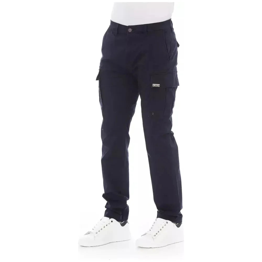 Baldinini Trend Blue Cotton Men Cargo Trouser Baldinini Trend