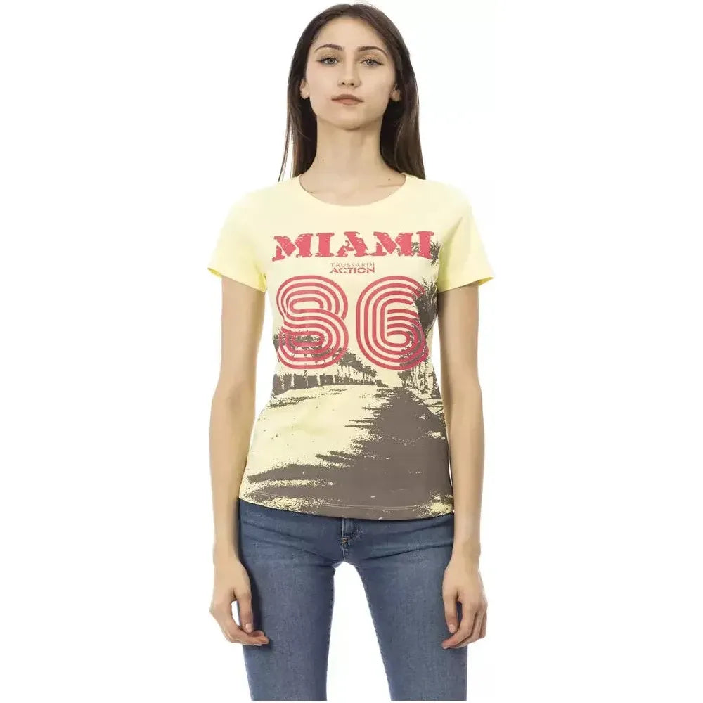 Trussardi Action Yellow Cotton Women T-Shirt Trussardi Action Tan