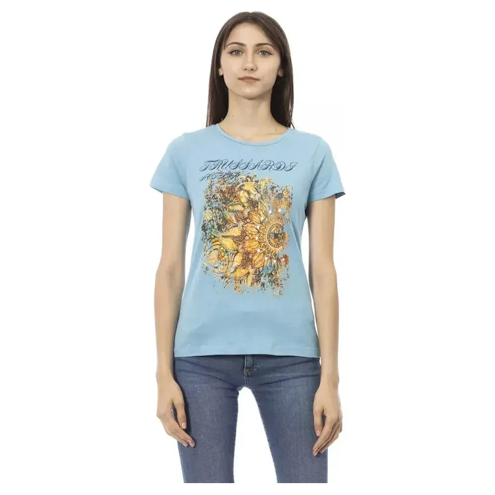 Trussardi Action Light Blue Cotton Women Top Trussardi Action