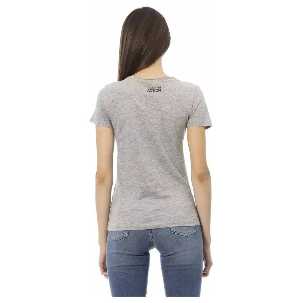 Trussardi Action Gray Cotton Women Top Trussardi Action