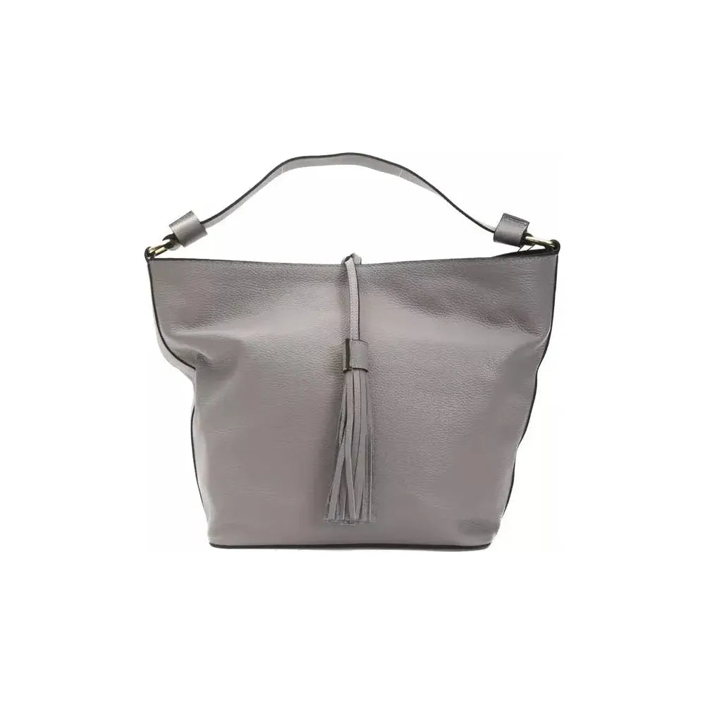 Pompei Donatella Gray Leather Women Shoulder Bag WOMAN SHOULDER BAGS Pompei Donatella