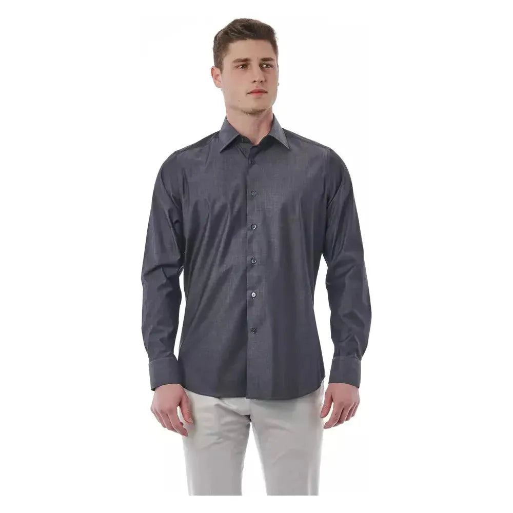 Bagutta Gray Cotton Men Shirt Bagutta