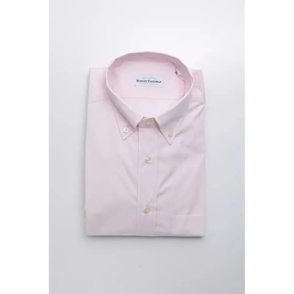 Robert Friedman Pink Cotton Men Shirt Robert Friedman