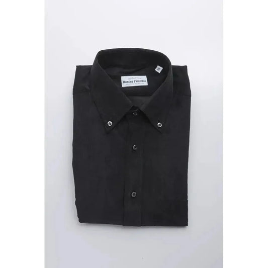 Robert Friedman Black Cotton Men Shirt Robert Friedman