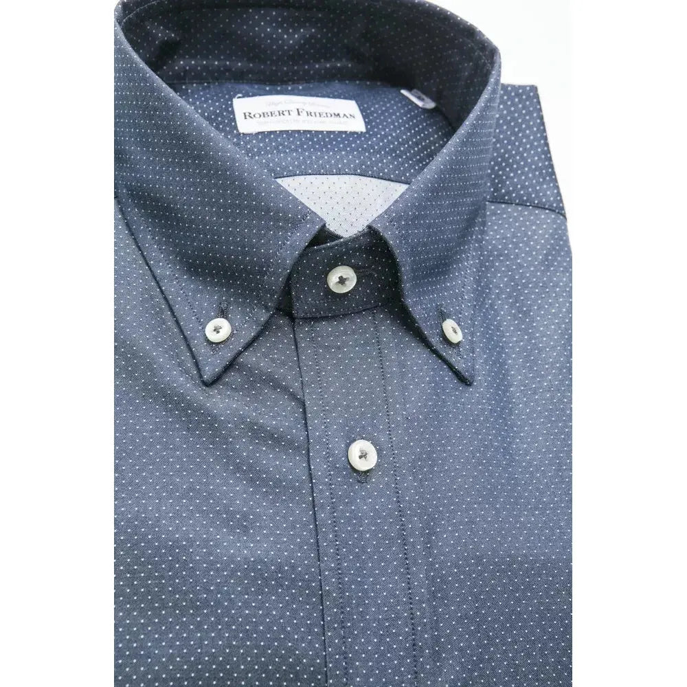 Robert Friedman Blue Cotton Men Shirt Robert Friedman