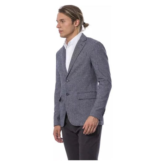 Verri Blue Wool Men Blazer Verri Dim Gray