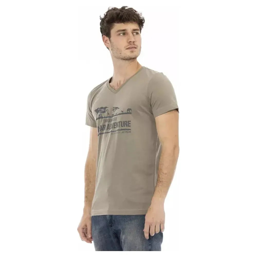 Trussardi Action Brown Cotton Men T-Shirt Trussardi Action