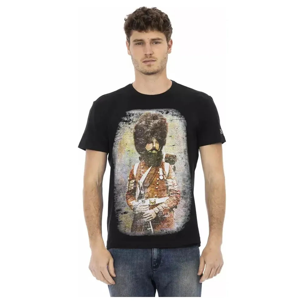 تي شيرت رجالي من القطن باللون الأسود من Trussardi Action