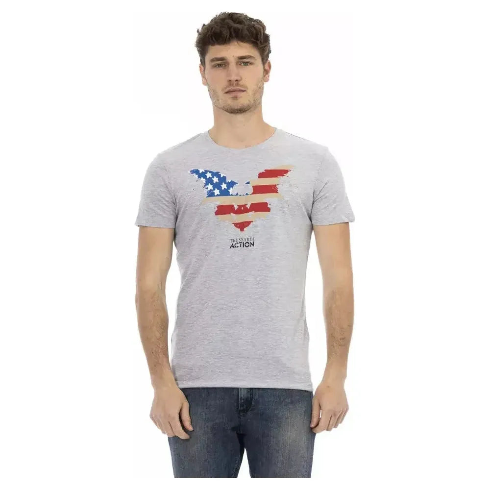 تي شيرت تروساردي أكشن رمادي قطني للرجال