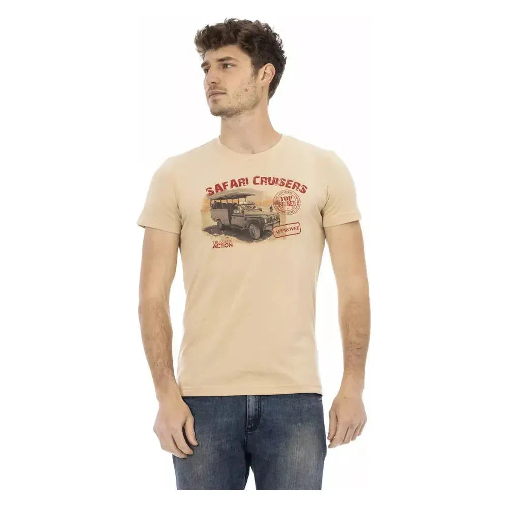 Trussardi Action Beige Cotton Men T-Shirt Trussardi Action