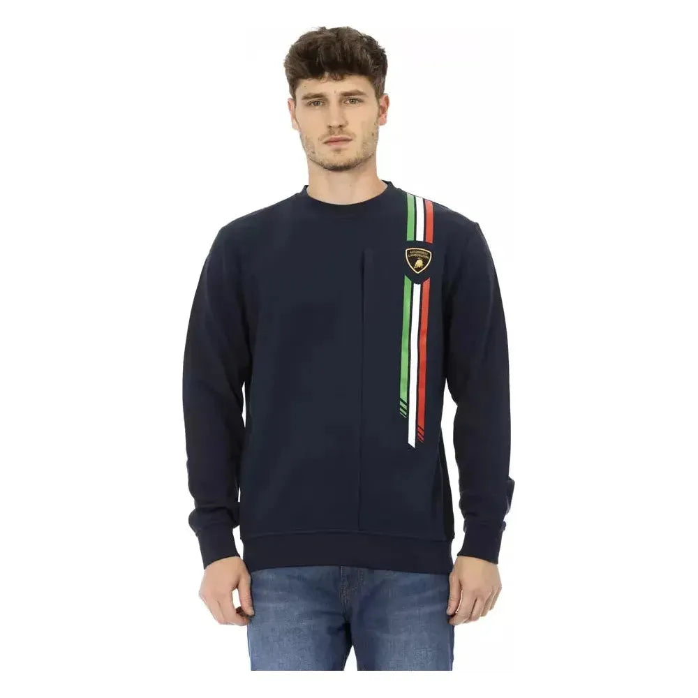 Automobili Lamborghini Blue Cotton Men Sweater Automobili Lamborghini