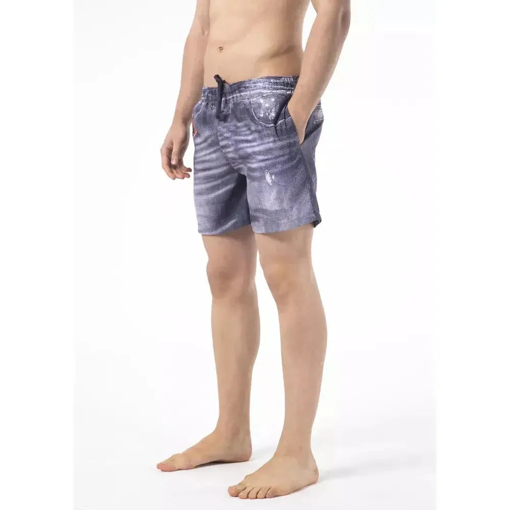 Just Cavalli Blue Polyester Men Swimwear Just Cavalli