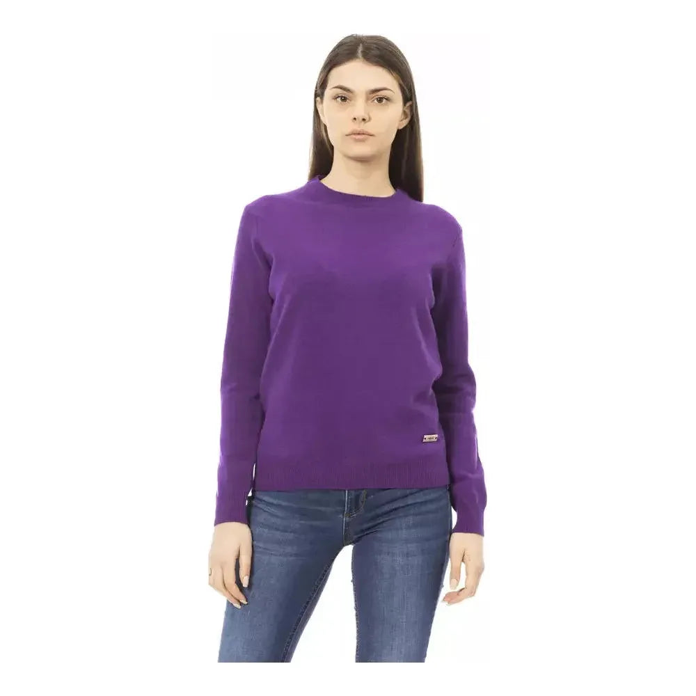 Baldinini Trend Purple Wool Women Sweater Baldinini Trend Dark Slate Blue